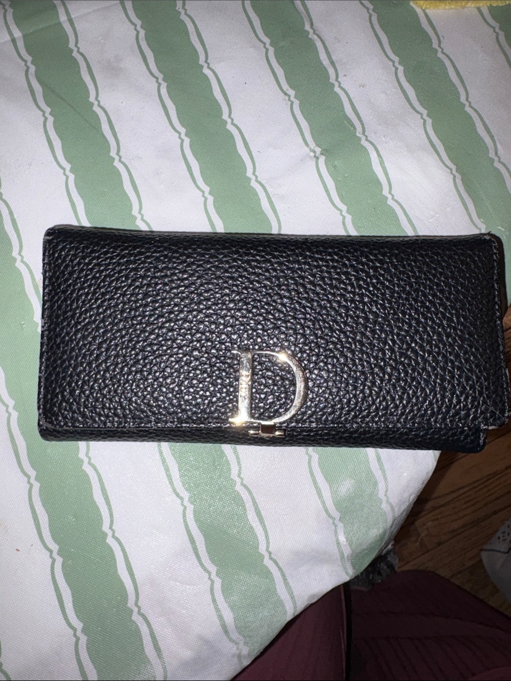 Classic Dior Black Textured Leather Wallet with Gold 'D' Hardware - Picture 2 of 5